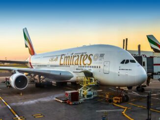 Emirates Airline A380 Sonnenuntergang