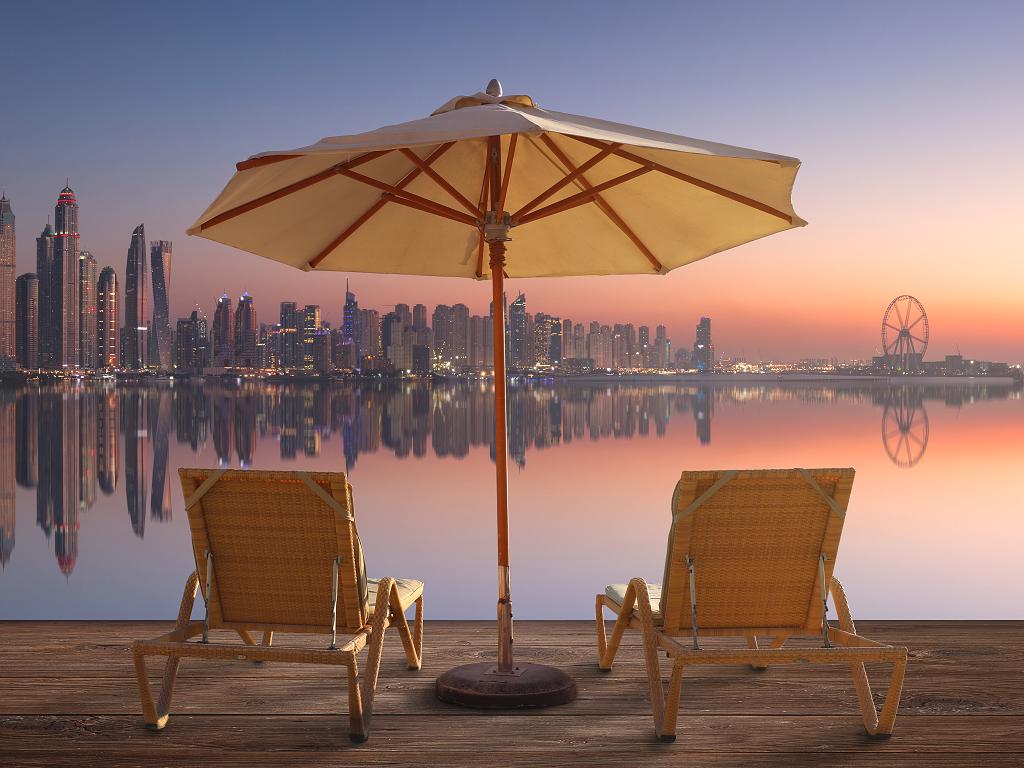 Skyline Dubai Marina bei Nacht